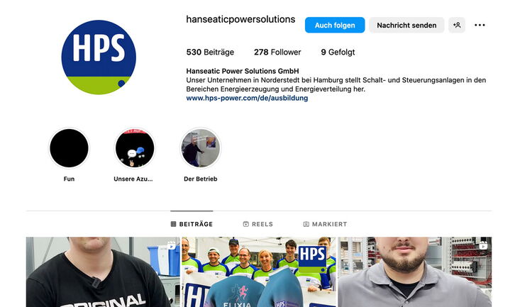 Screnshot vom Instagram Account